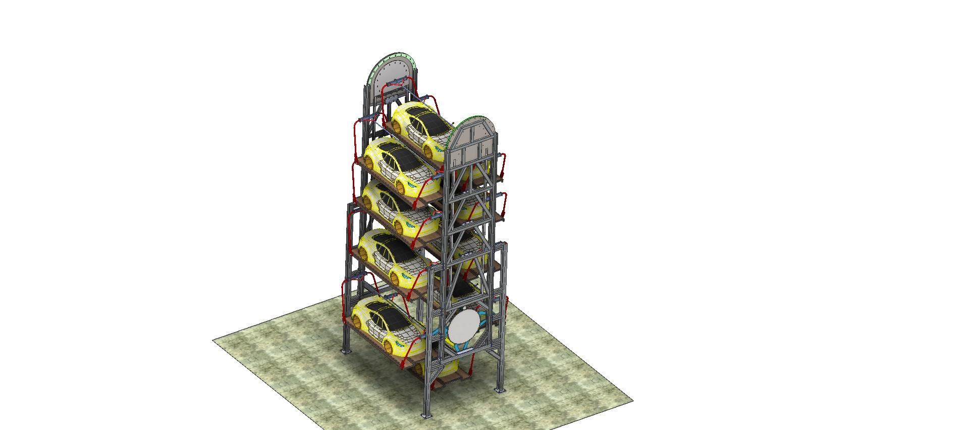 2023.02月-旋转停车场结构模型creo5.0